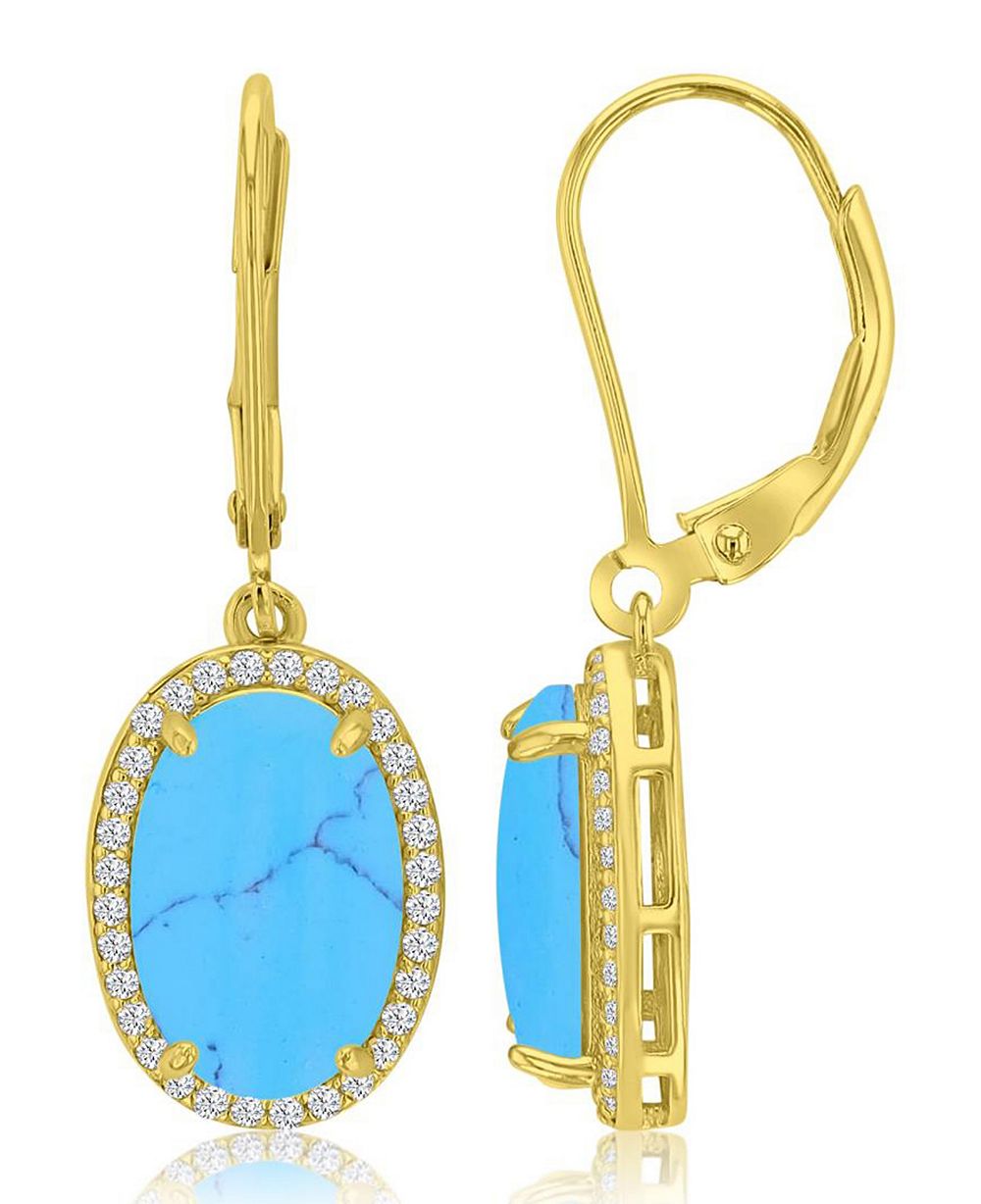 Macy's серьги-капли с бирюзой, позолота 14k