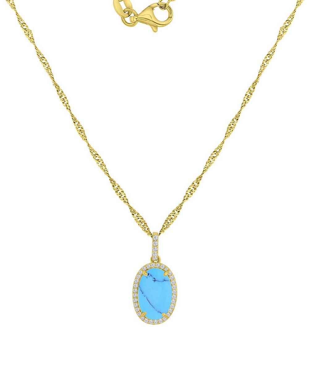 Macy's ожерелье с бирюзой и кристаллами, позолота 14k