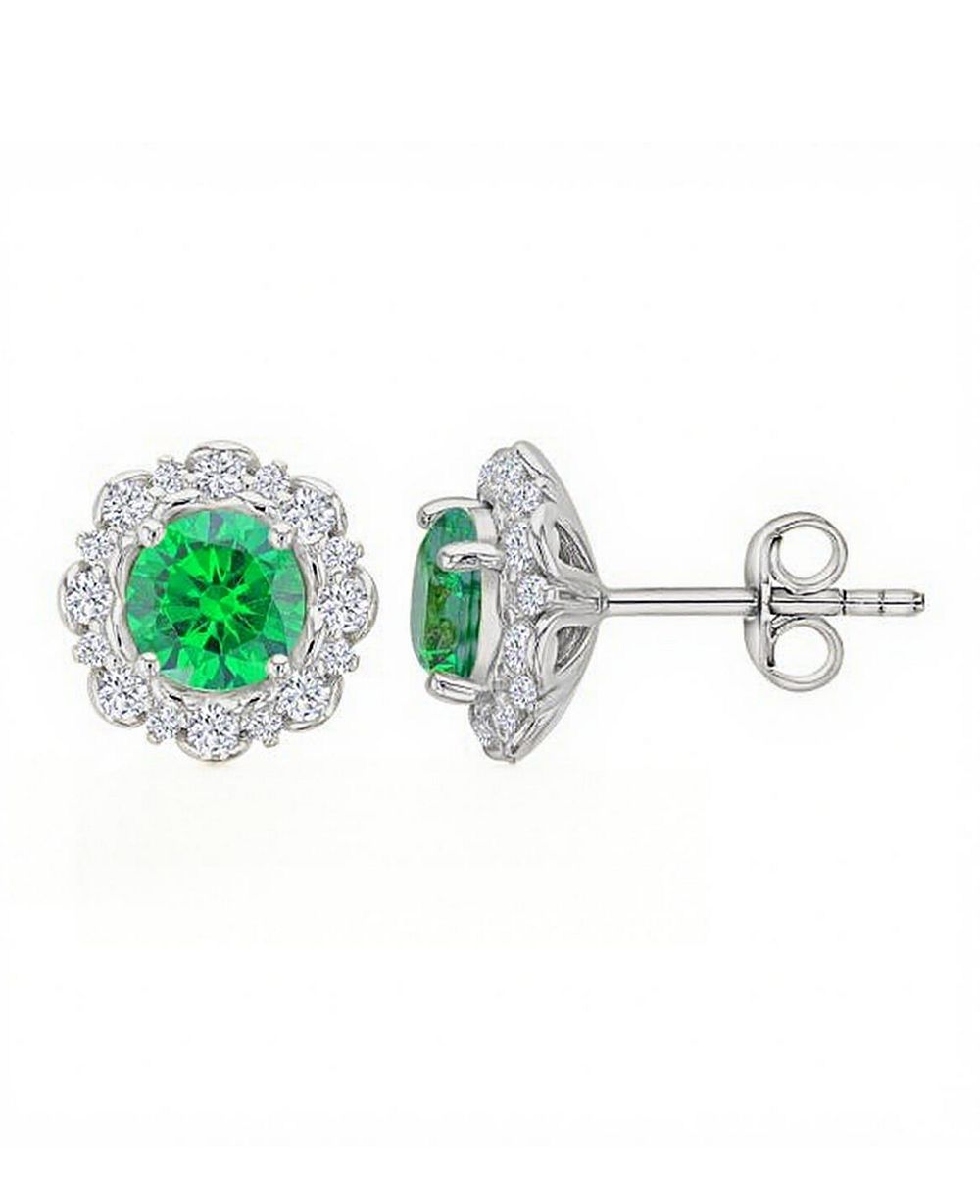 серьги-гвоздики classic halo зеленого цвета от macy's