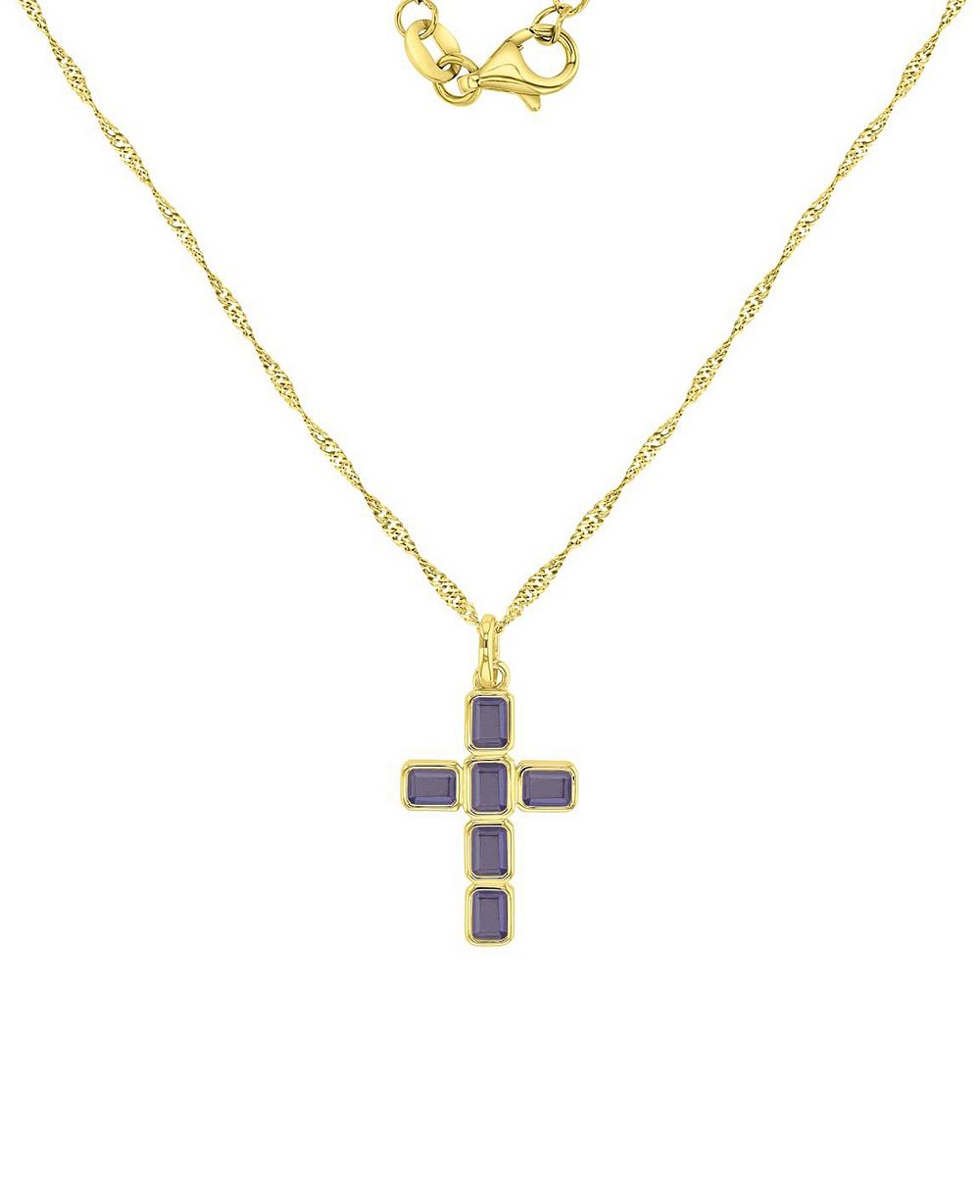 Macy's простое ожерелье-цепочка с крестиком, позолота 14k