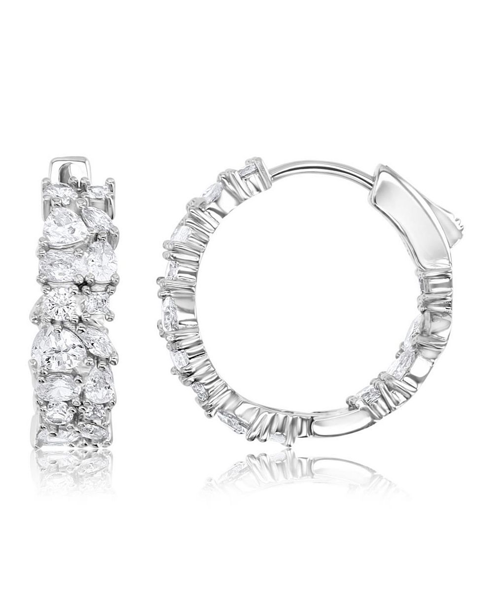 Серьги-кольца Macy's 14k Gold-Plated Medium Crystal
