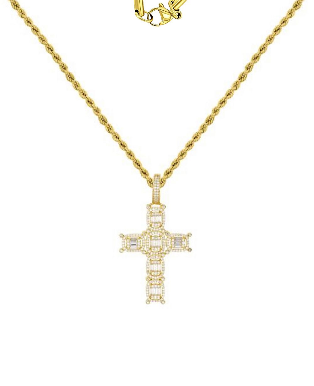 Macy's ожерелье с большим кулоном-крестом с позолотой 14k