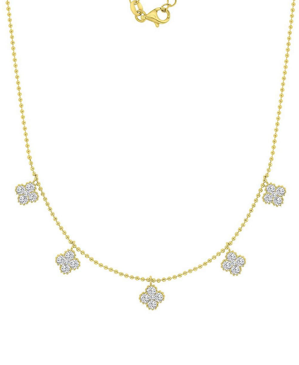 Колье с бусинами в форме клевера, позолота 14k