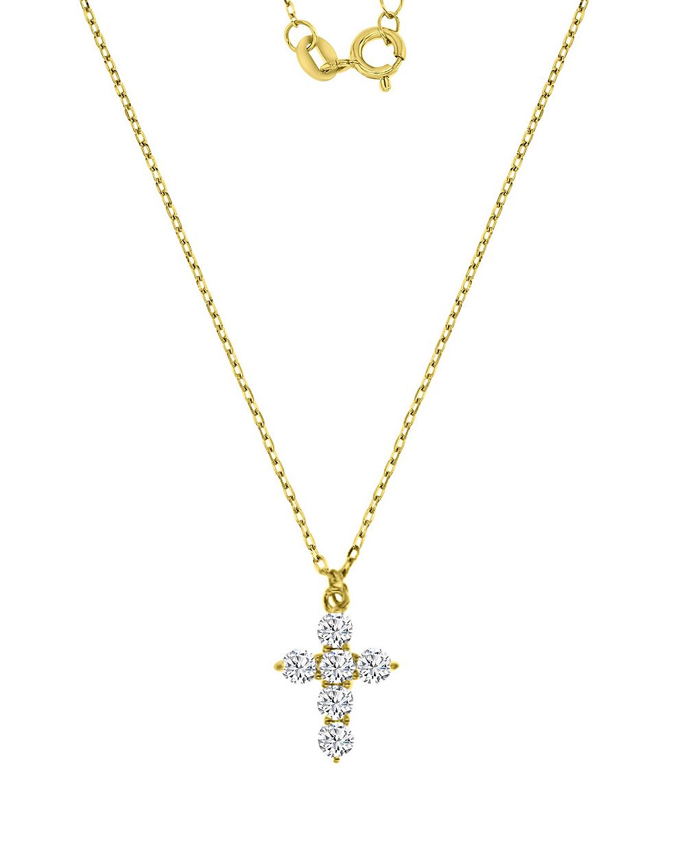 Колье Macy's с подвеской-каплей в виде креста, покрытие 14k золотом