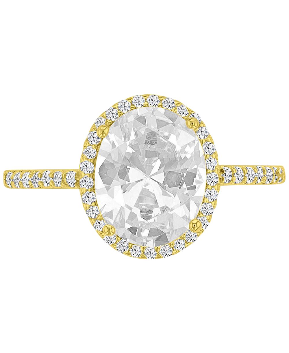 Macy's 14k Gold-Plated Oval Classic Halo Bridal Ring