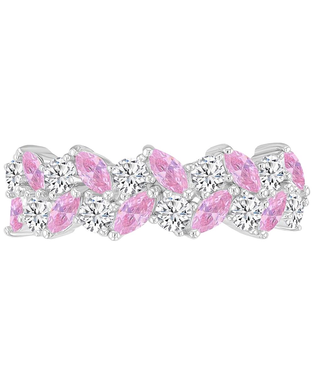 Macy's Silver-Plated Marquise Pink Crystal Ring