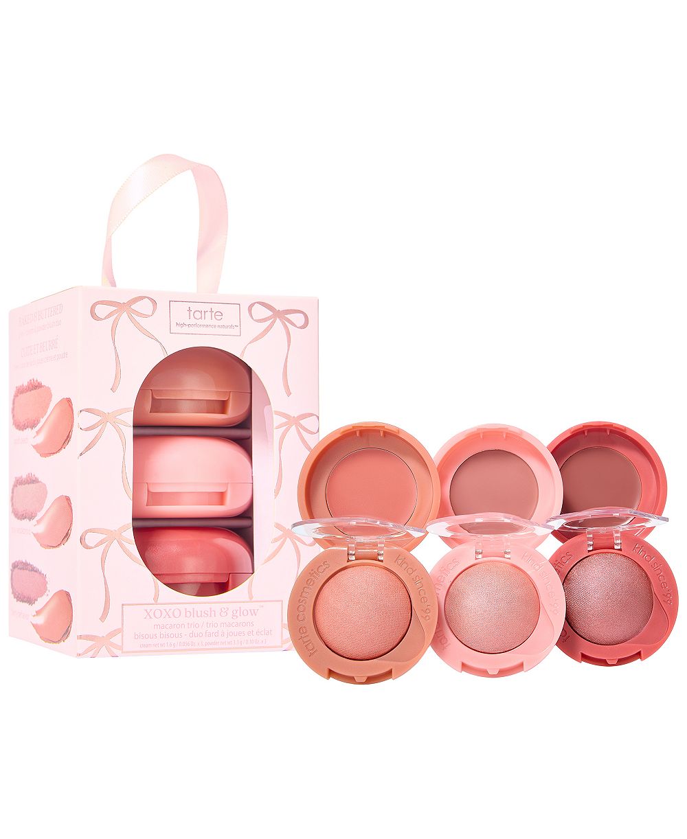 Набор из 3 румян и хайлайтеров Tarte 3-Piece XOXO Blush & Glow Macaron Trio Set