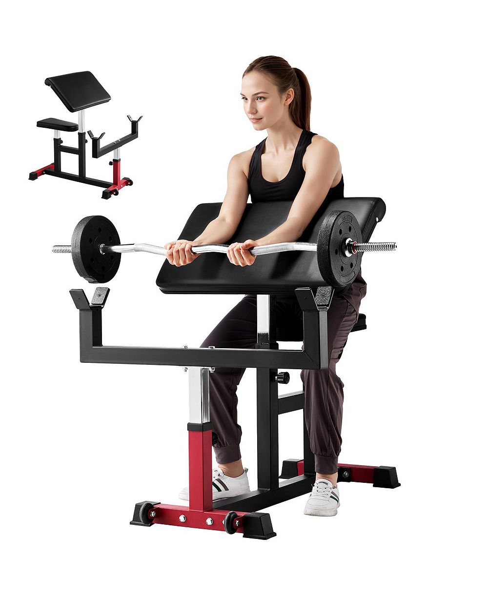 Тренажер VEVOR Preacher Curl Bench Adjustable Home Gym Biceps Machine Barbell
