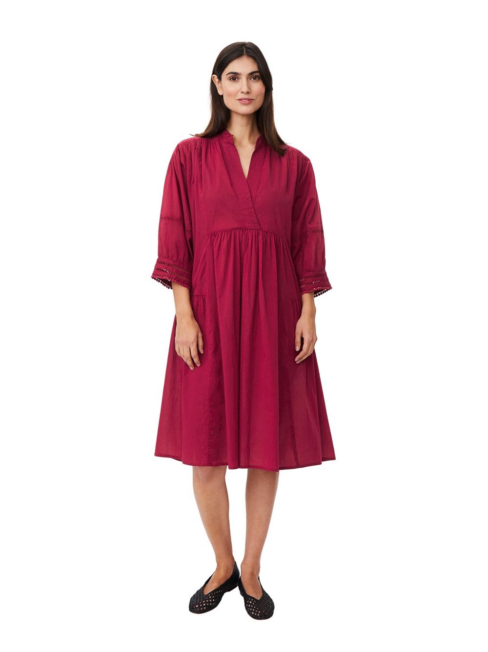 Masai Copenhagen Женский Manaleira V-Neck Tiered 3/4-Sleeve Tunic Dress