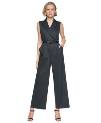 DKNY Women's Sleeveless Wide-Leg Jumpsuit