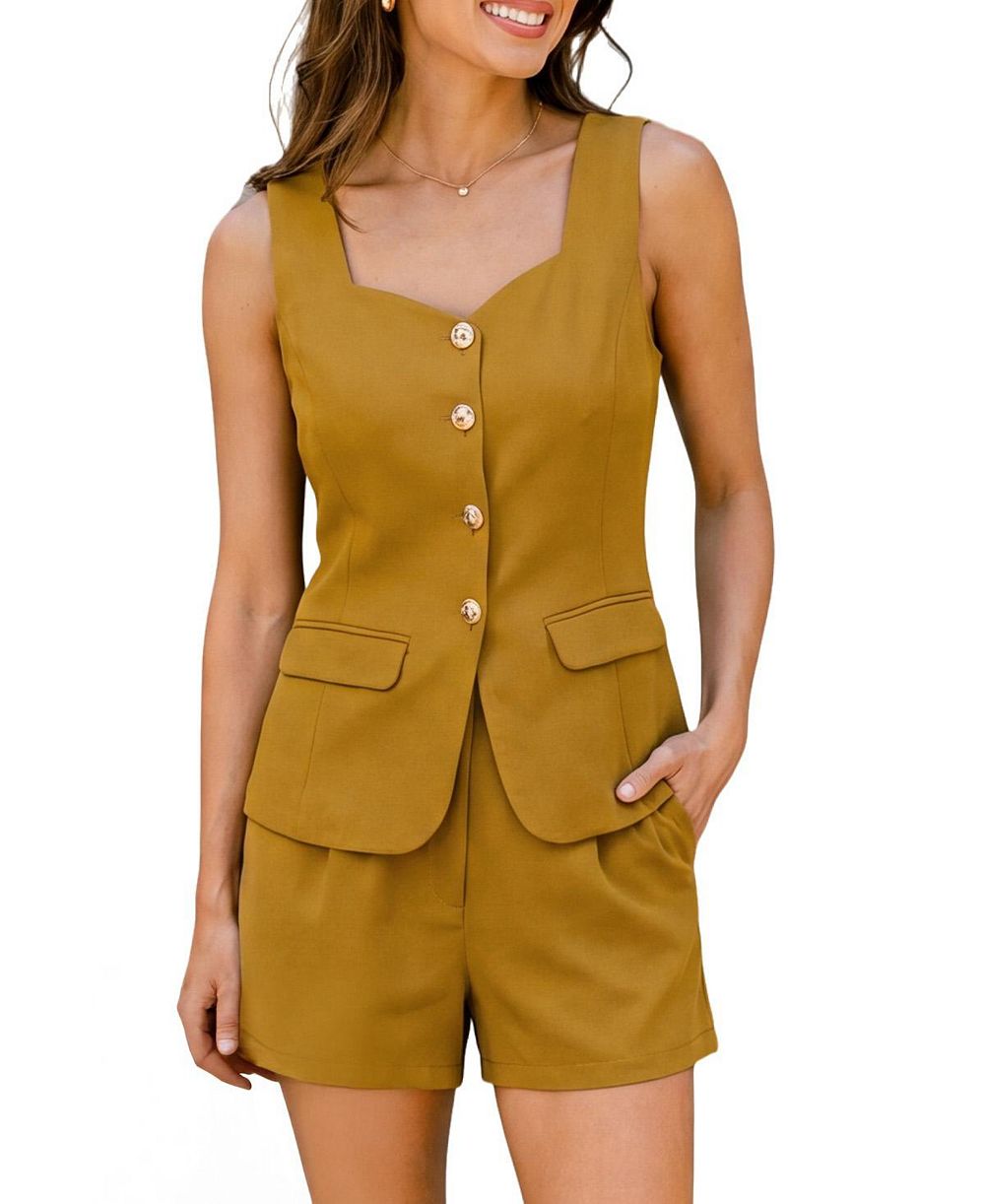 Женский комплект Cupshe: жилет и шорты Square Neckline