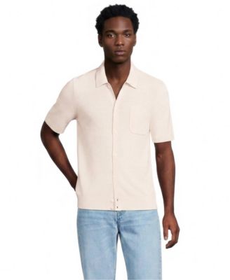 Мужской летний джемпер-поло Lands' End Short Sleeve Texture Stitch Button Through