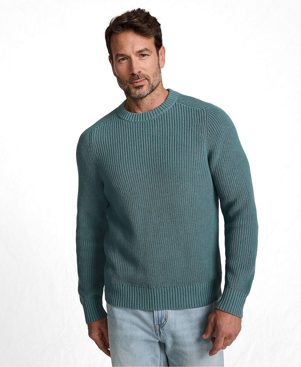 Lands' End Мужской хлопковый джемпер Drifter Saddle Crewneck Shaker