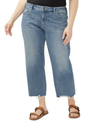 Silver Jeans Co. Plus Size Chelsea Boyfriend Mid-Rise Straight-Leg Jeans