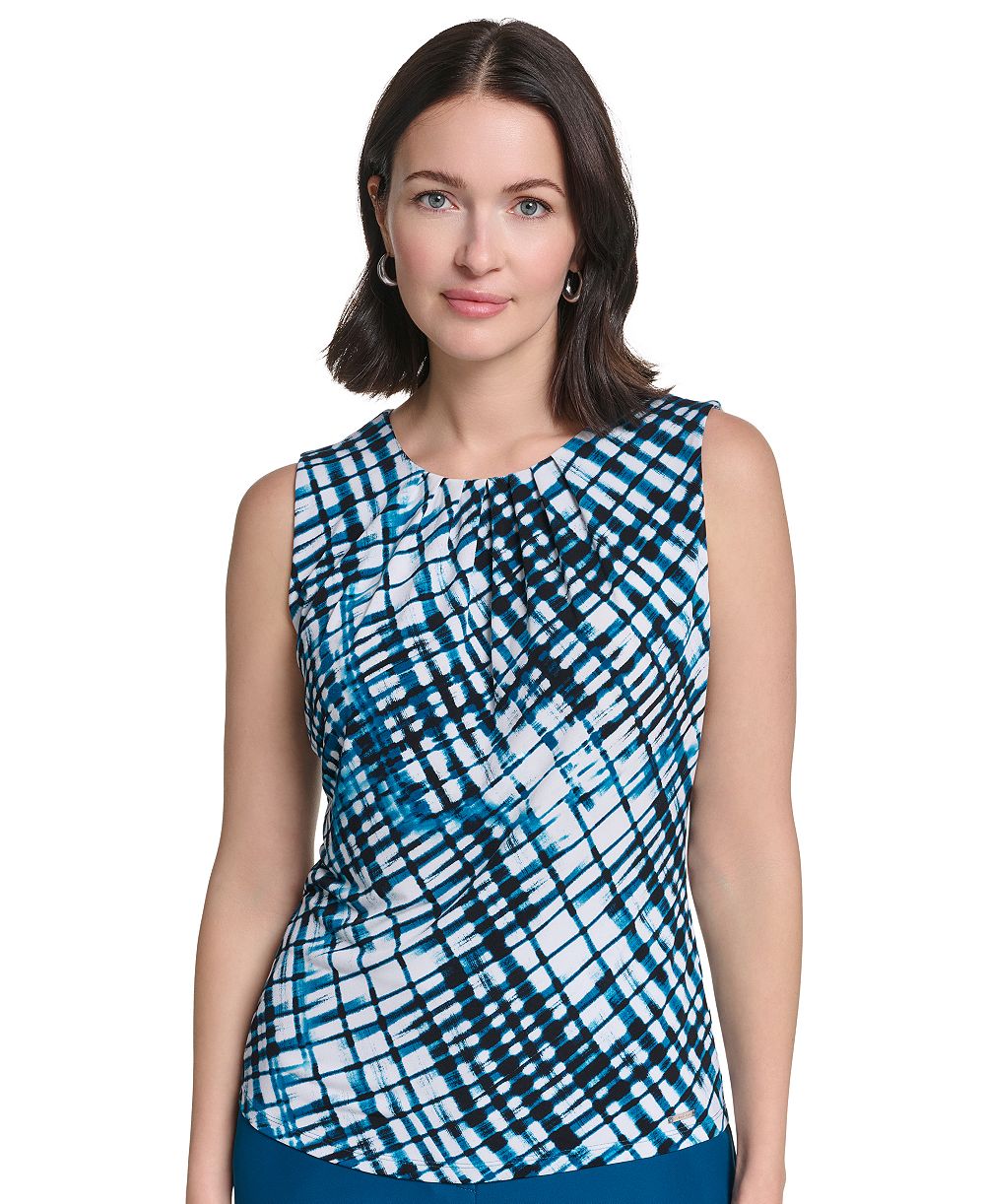 Calvin Klein Women's Pleated Crewneck Sleeveless Top