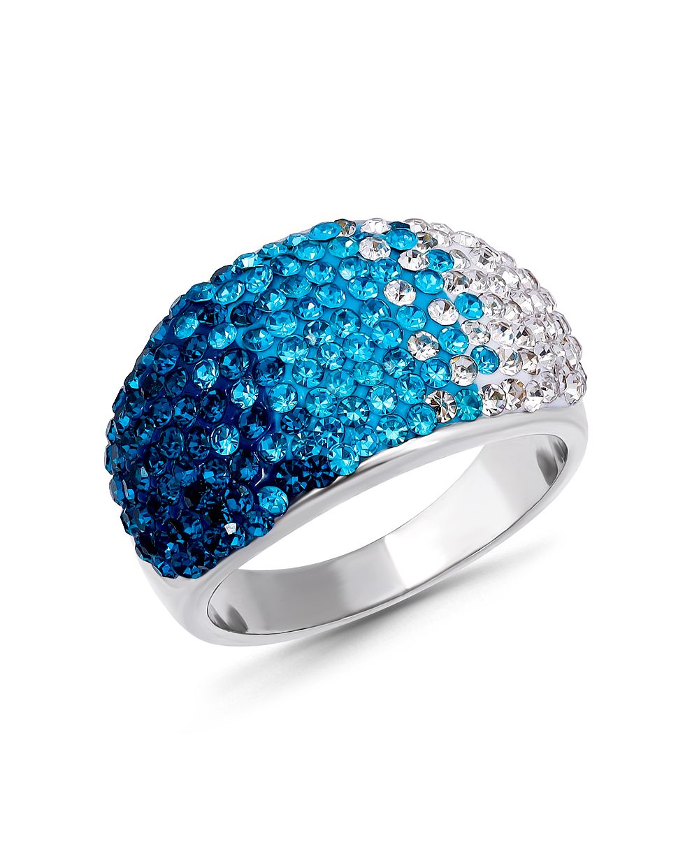 Кольцо Macy's Pave Crystal Silver-Plated Blue Ombre Dome Shaped