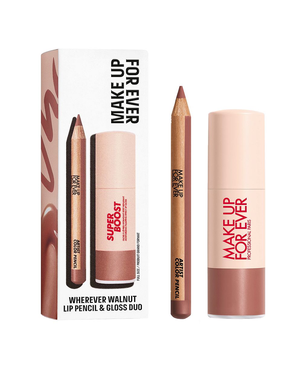 MAKE UP FOR EVER 2-компонентный мини художник цветной карандаш контур для губ и блеск для губ набор