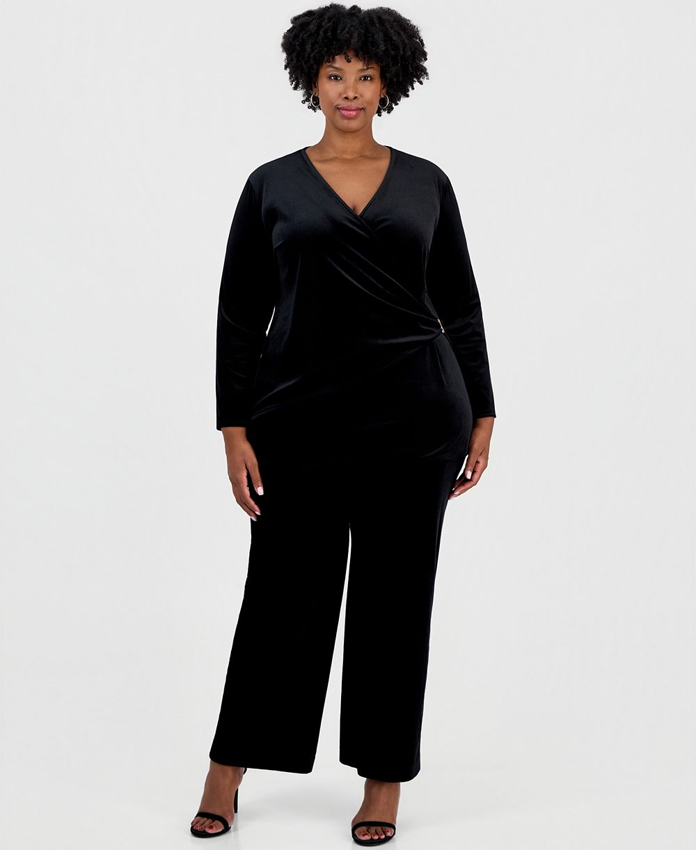 Женские брюки Anne Klein Plus Size High-Rise Wide-Leg Pull-On