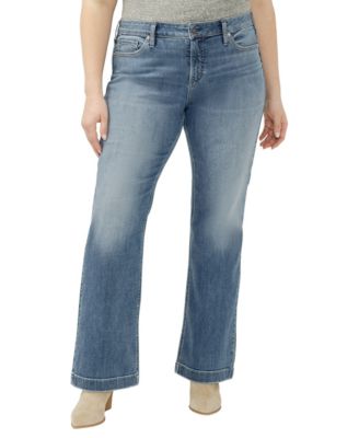 Silver Jeans Co. Plus Size Elyse Mid-Rise Cotton-Blend Bootcut Jeans