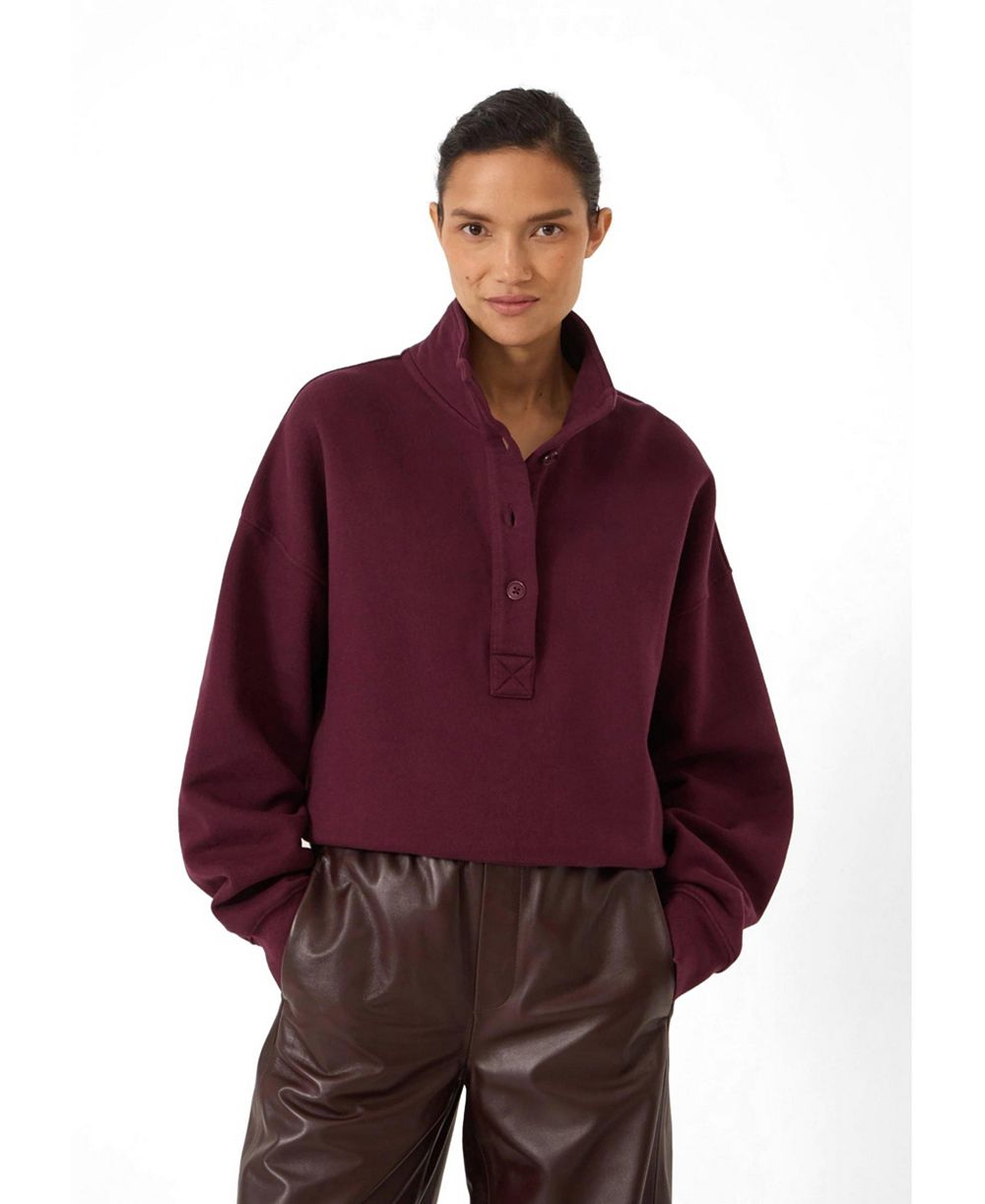 Hush Women's Hendrix Funnel-Neck Half-Placket Sweatshirt