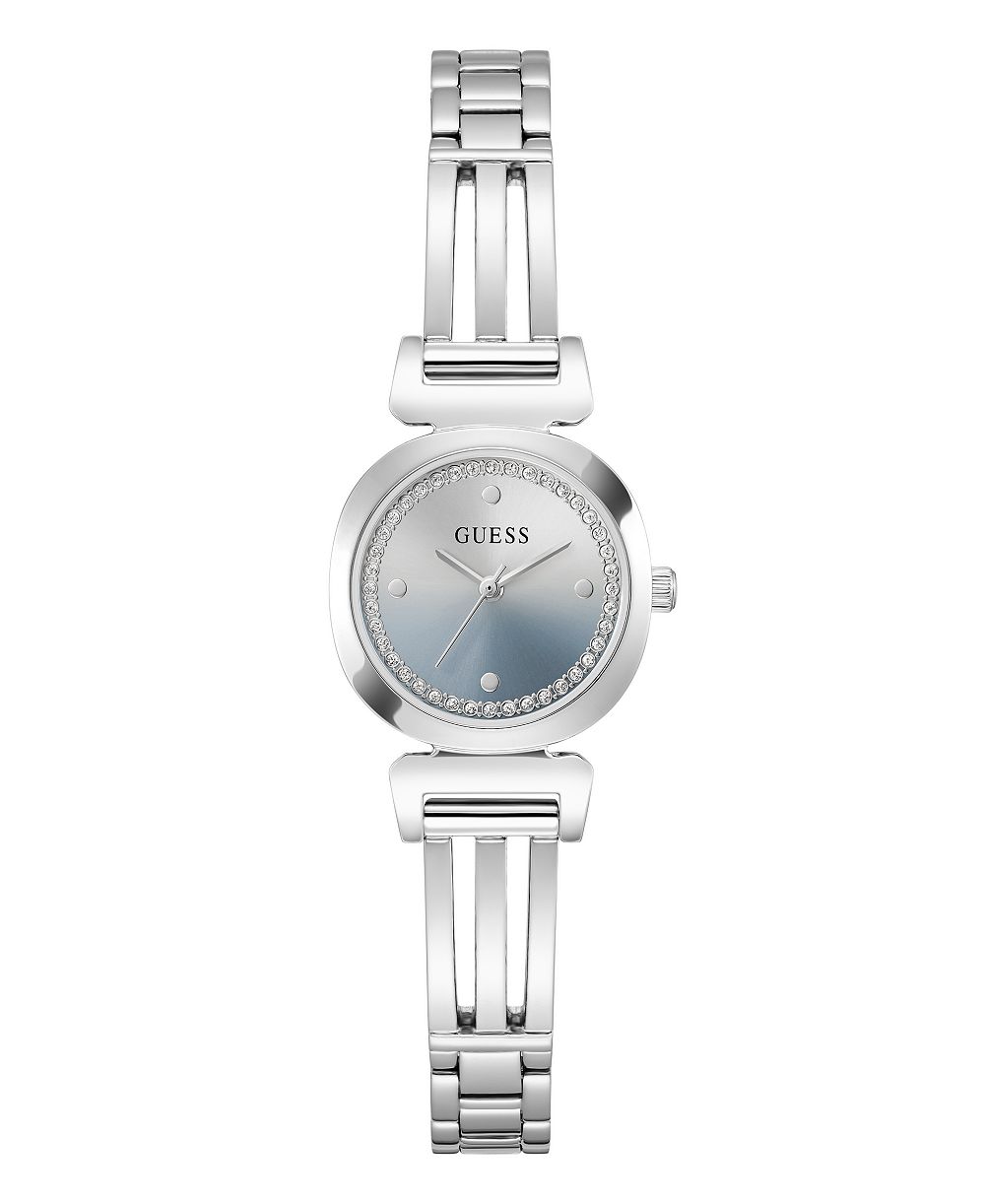 GUESS Women's Quartz Silver-Tone Stainless Steel Watch 24mm