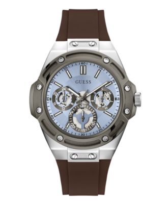 Часы GUESS Men's Quartz Brown Silicone Strap Watch 44mm