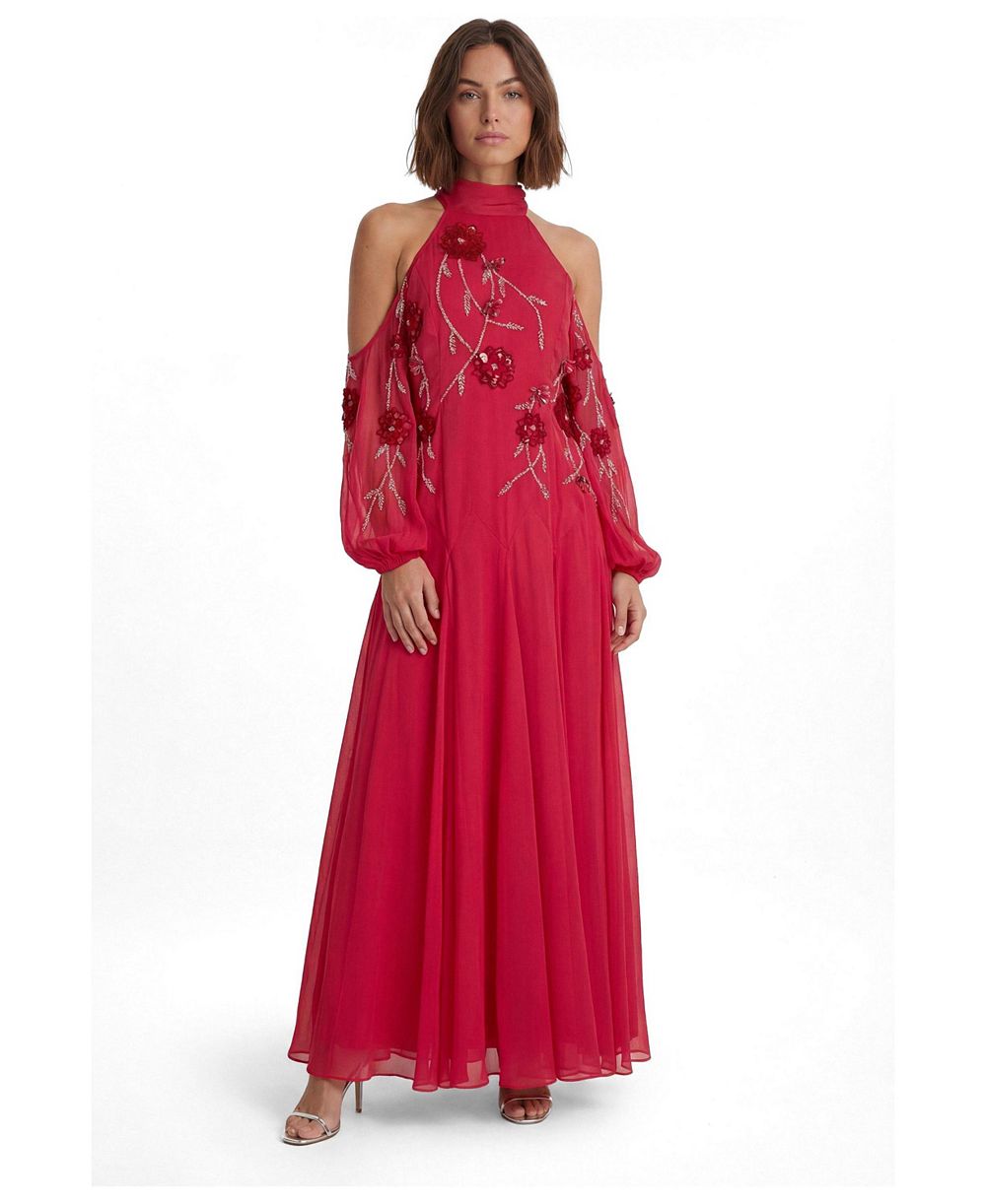 Karen Millen Женское платье Maxi с 3D цветочным принтом