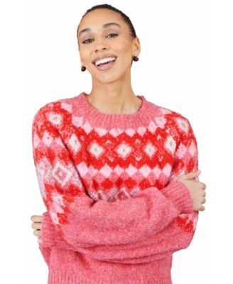 Yumi Women's Fairisle Wool Blend Relaxed Jumper