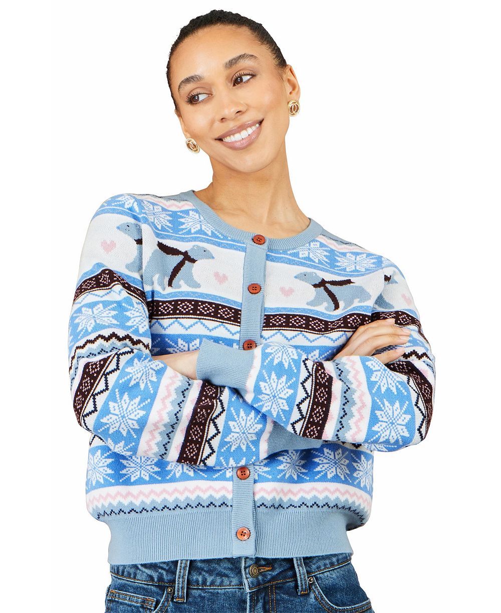 Yumi Women's Polar Bear Fairisle Cardigan