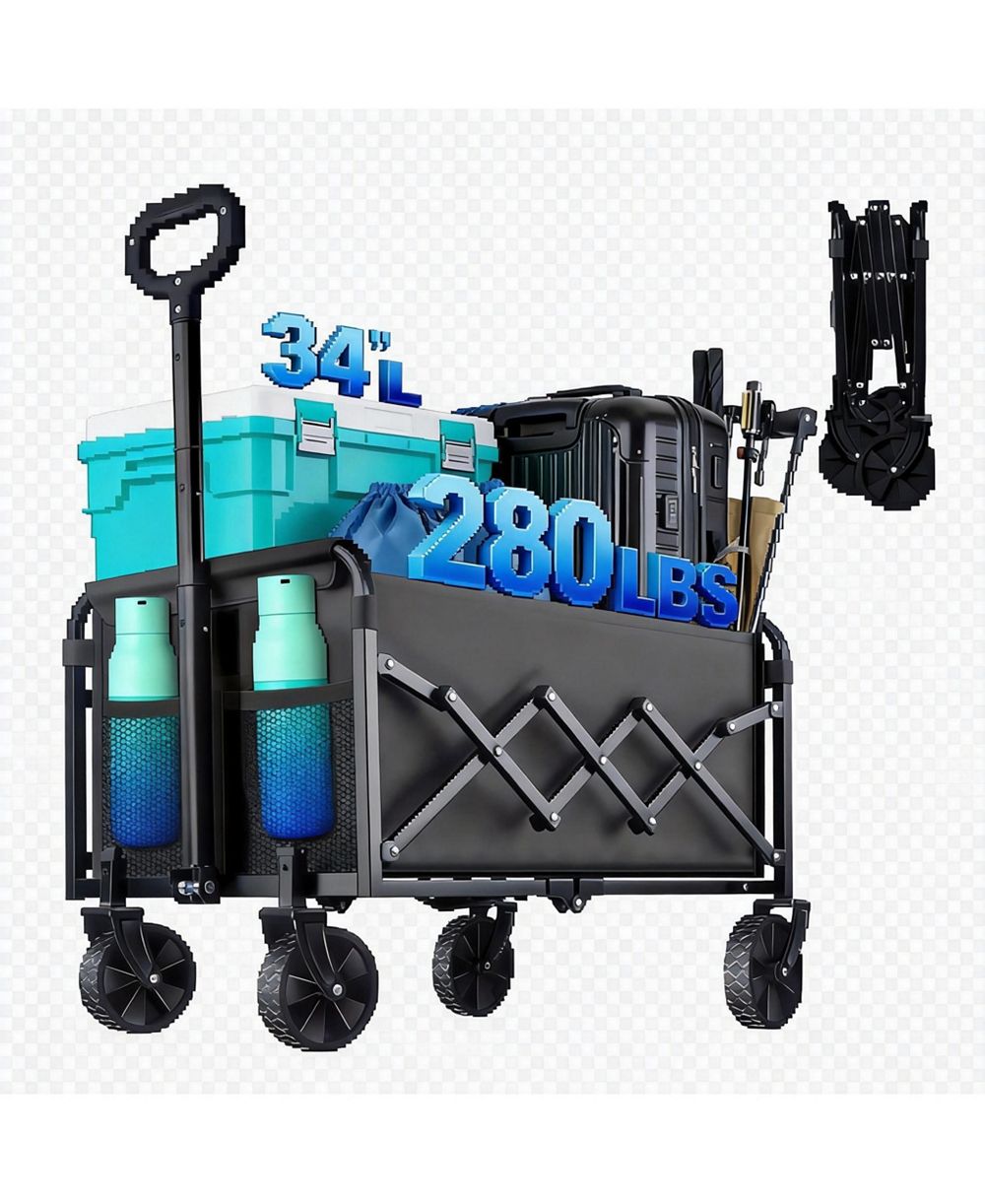 GNUADZ Collapsible Wagon Cart Heavy Duty Folding Portable Utility Beach Garden Camping