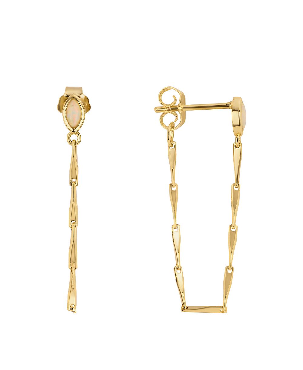 Серьги-подвески Macy's Gold-Plated Simulated Opal Chain Front and Back Post