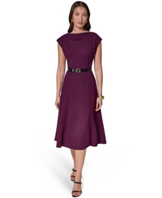 Женское платье А-силуэта Donna Karan New York с коротким рукавом и воротником лодочка