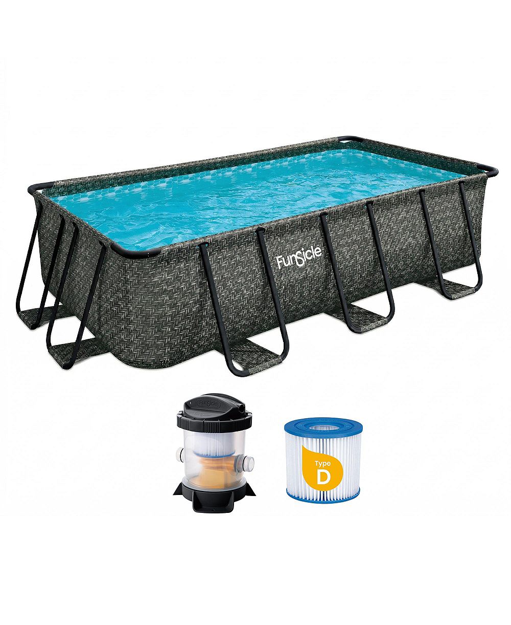 Наземный бассейн Funsicle 13 Ft Oasis Designer Lap с насосом Dark Herringbone