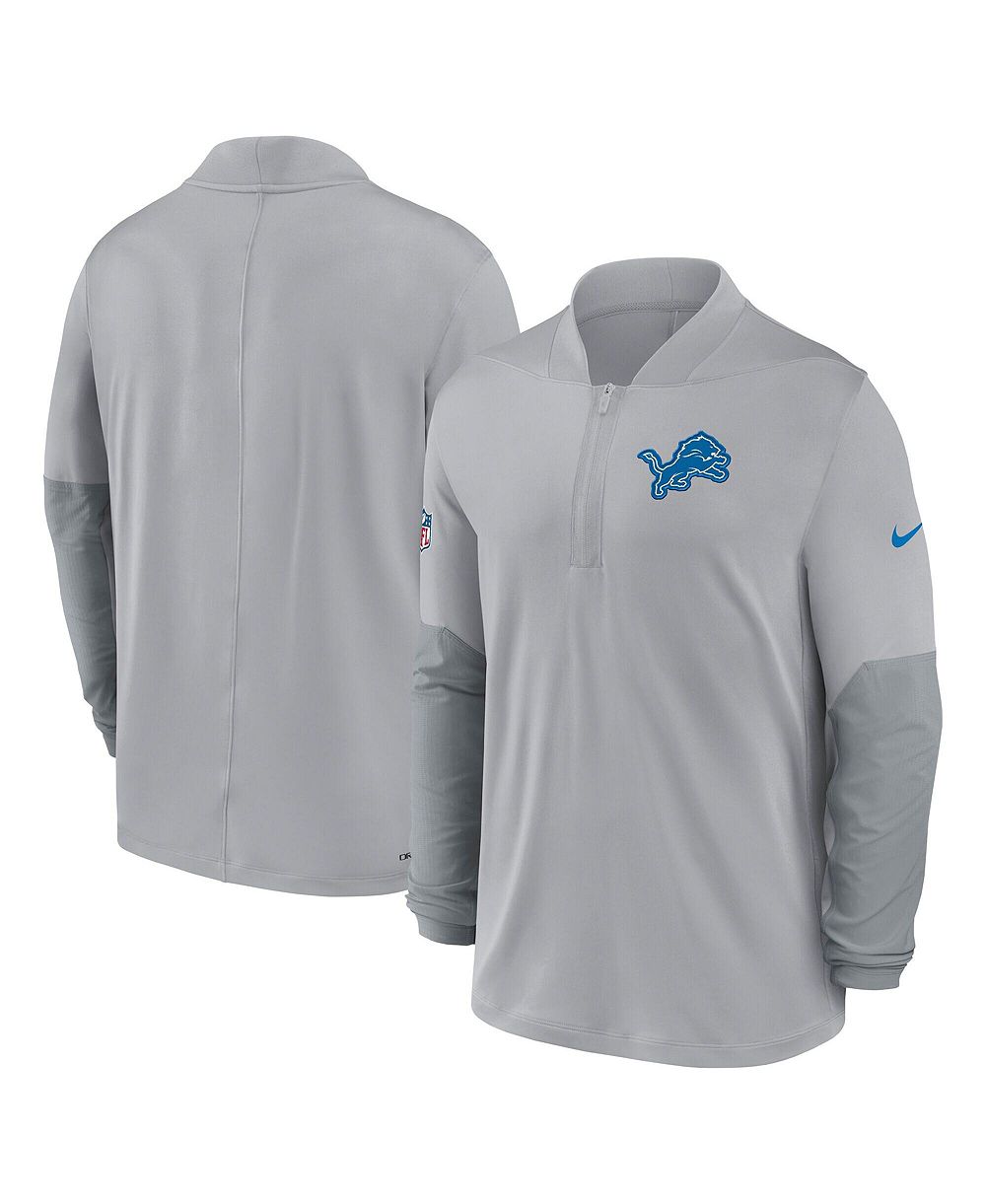 Nike Men's Gray Detroit Lions Sideline Dri-FIT Half-Zip Pullover Jacket