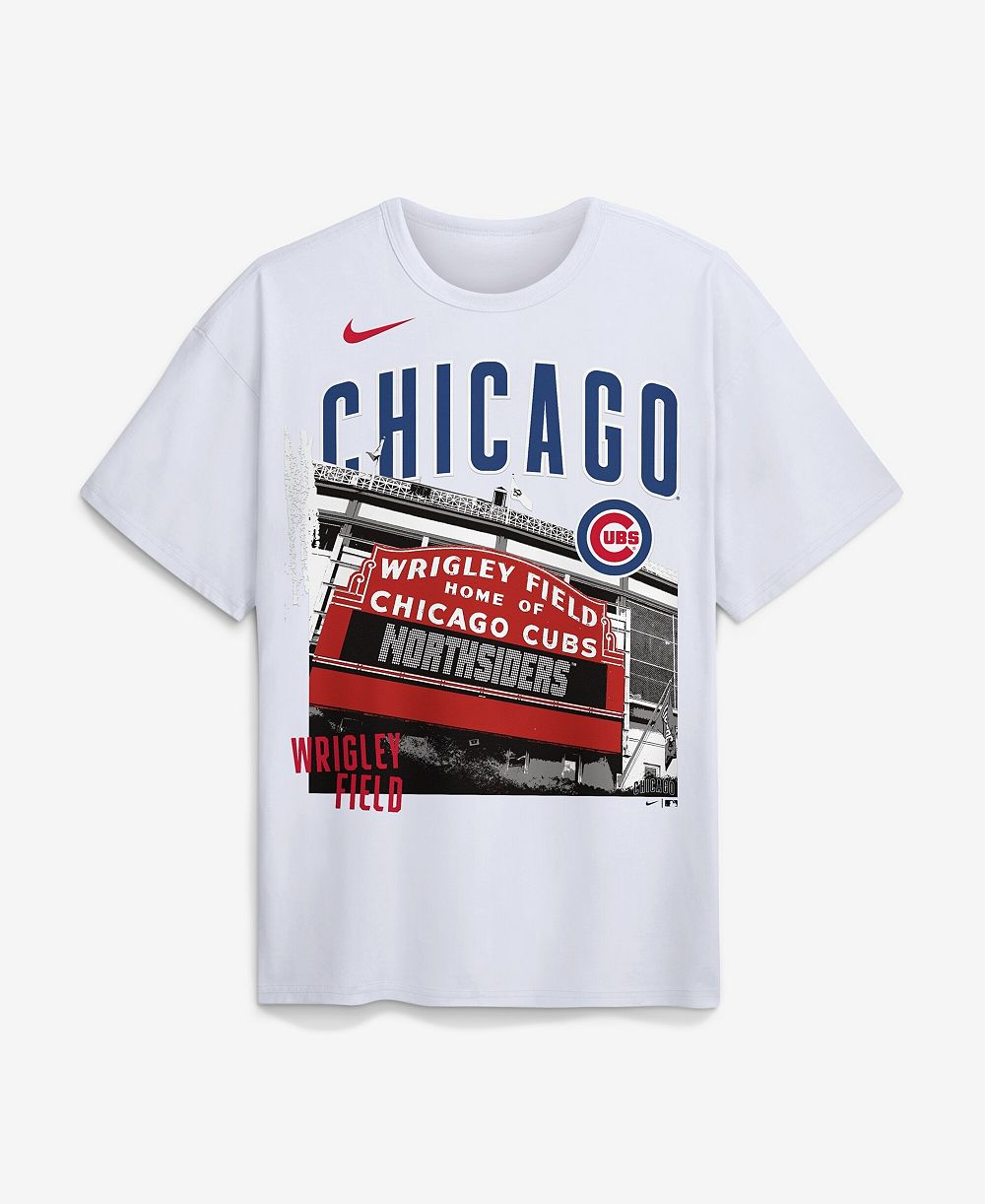 Мужская футболка Nike White Chicago Cubs Wrigley Field Local Max90