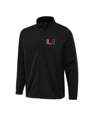 Antigua Мужская черная гольф-куртка Miami Hurricanes Links 2 Full-Zip