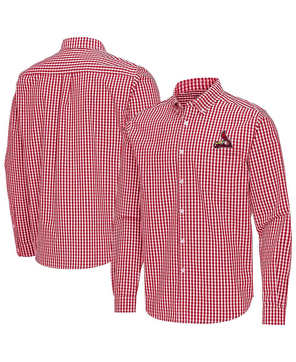 Antigua Men's Red St. Louis Cardinals Ellis Woven Tri-Blend Button-Down Shirt