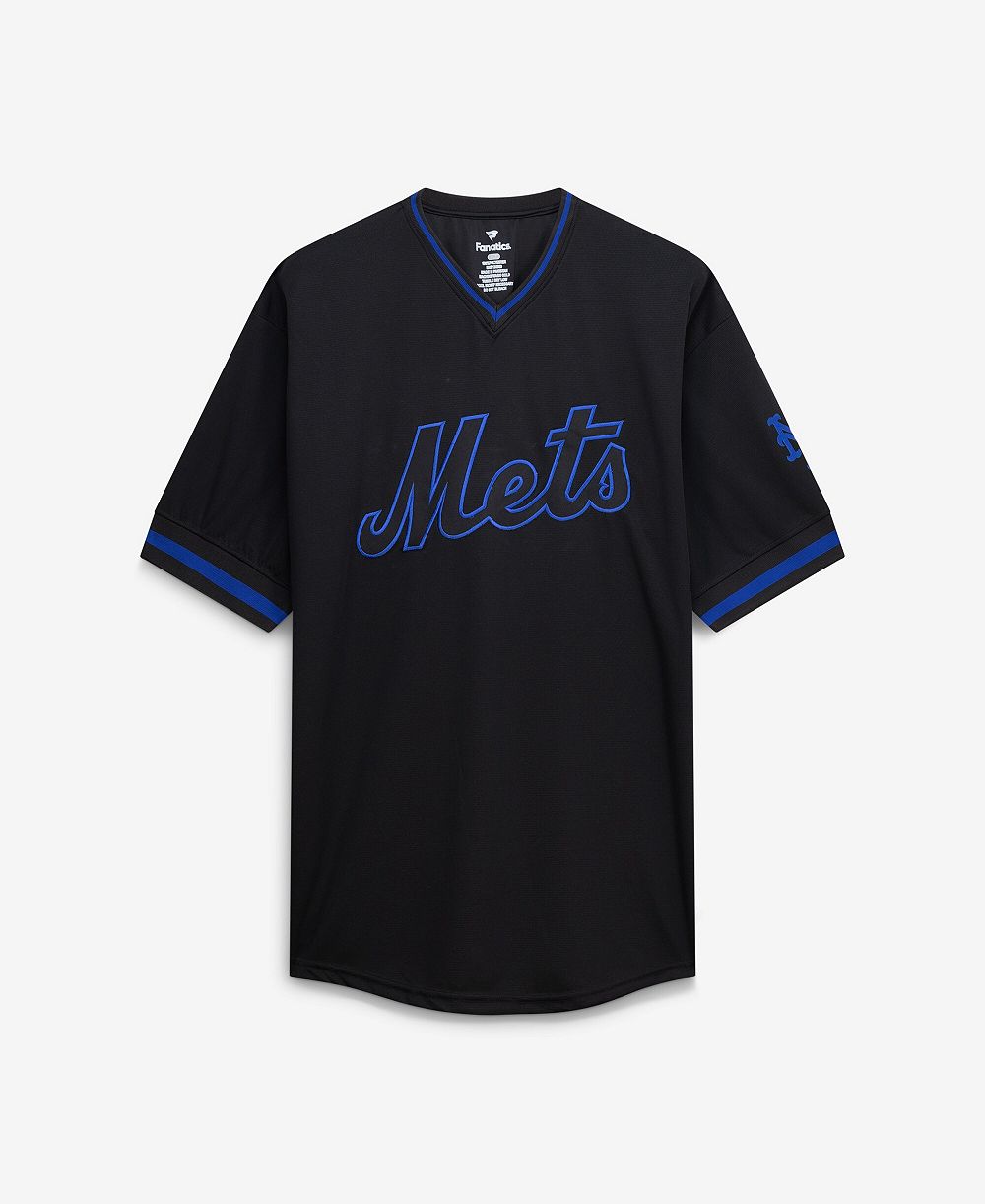 Мужская футболка Fanatics Black New York Mets Big & Tall Pop Texture V-Neck