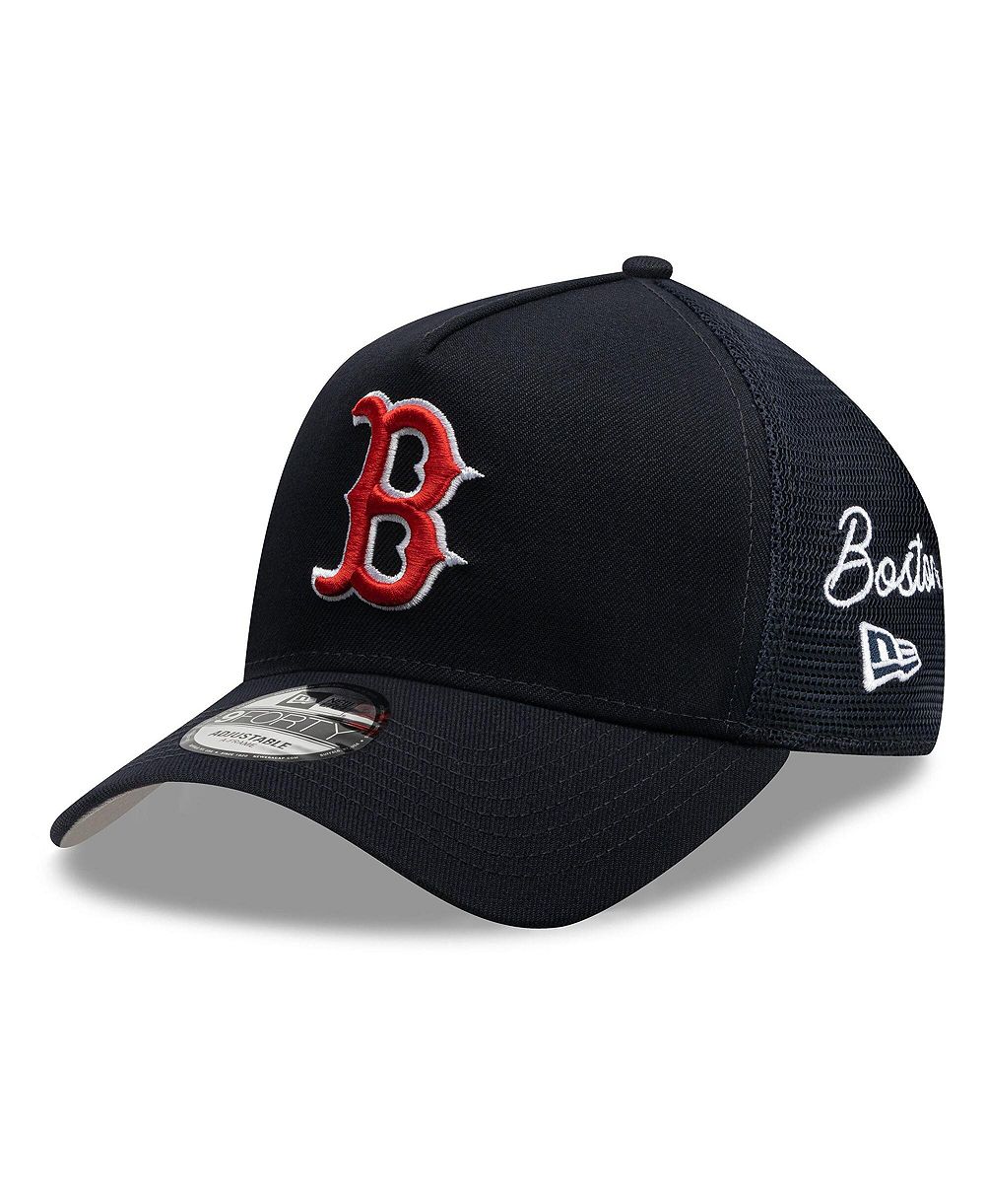 Мужская кепка New Era Navy Boston Red Sox Side Script 9FORTY A-Frame trucker регулируемая