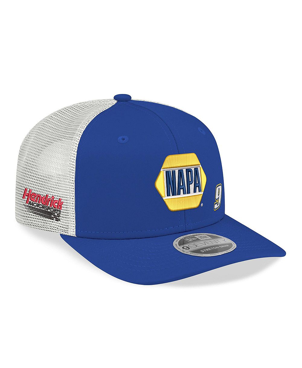 New Era Мужская сине-белая кепка Chase Elliott 2026 NAPA 9SEVENTY Adjustable Trucker
