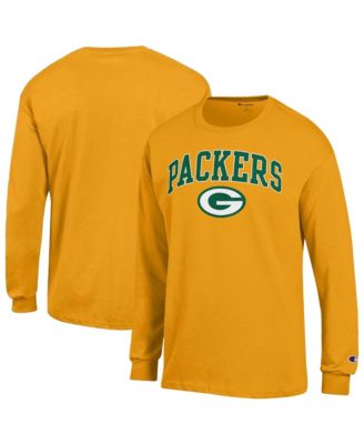 Champion Men's Gold Green Bay Packers Arch Over Logo Long Sleeve T-Shirt