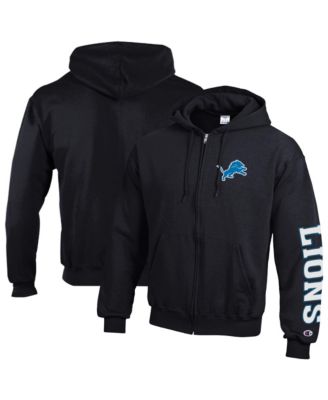 Champion Men's Black Detroit Lions Powerblend Fleece Full-Zip Hoodie