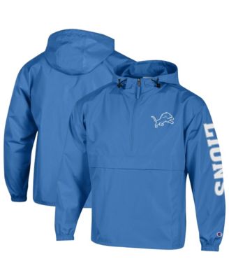 Мужская синяя ветровка Champion Detroit Lions Packable Hooded Half-Zip Sweatshirt