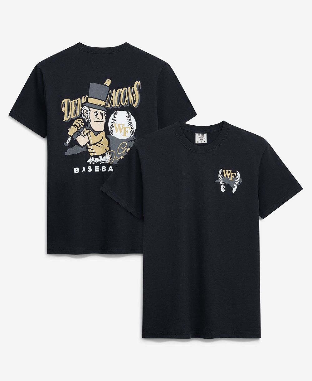 Мужская футболка Image One Black Wake Forest Demon Deacons Mascot Baseball