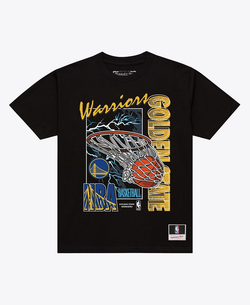Mitchell & Ness Men's Black Golden State Warriors Lightning Swish T-Shirt