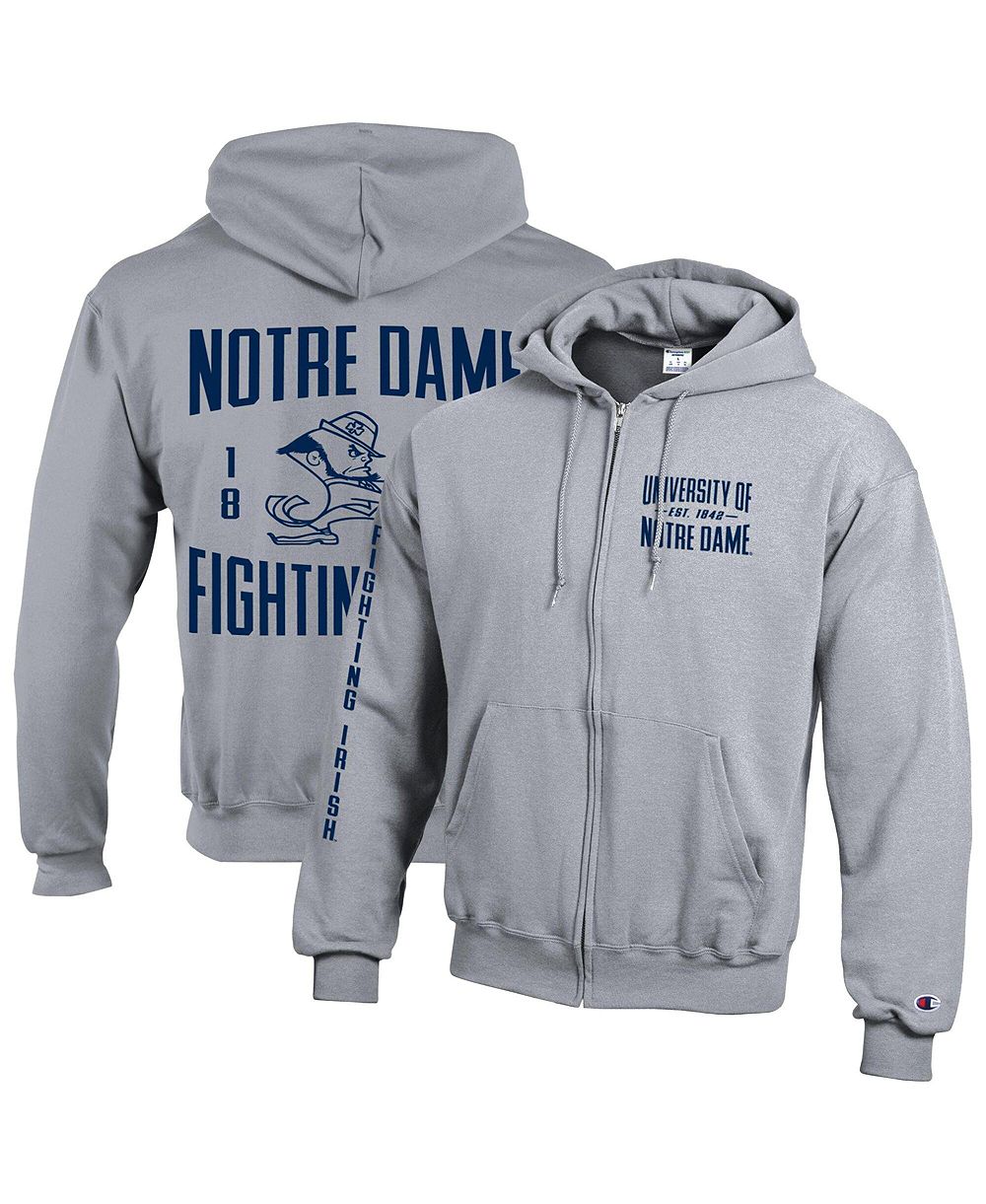 Мужское флисовое худи Champion Notre Dame Fighting Irish Varsity Powerblend Full-Zip Heather Gray