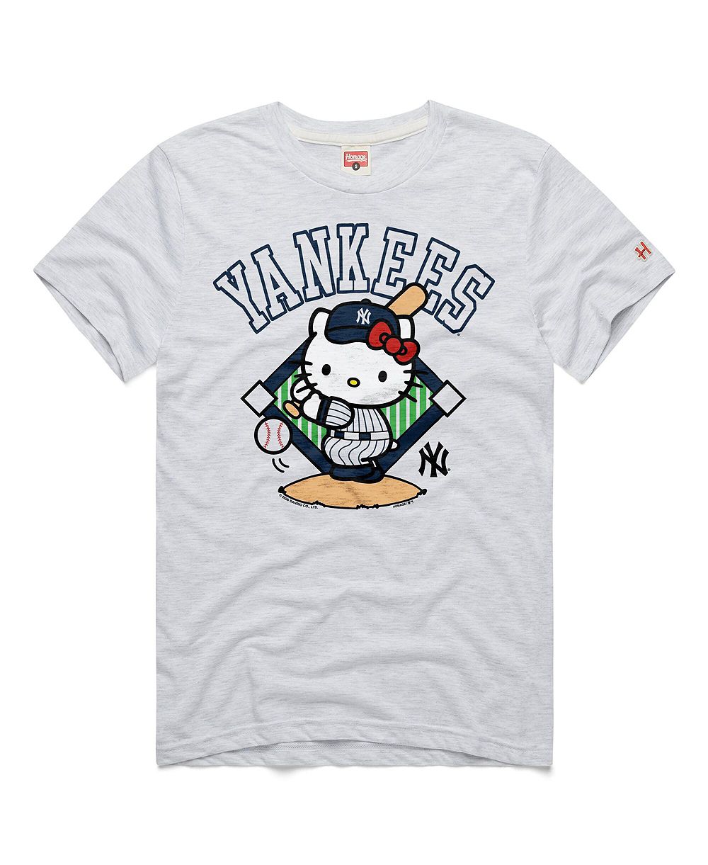 Homage Мужской и Женский Ash New York Yankees Hello Kitty Tri-Blend T-Shirt
