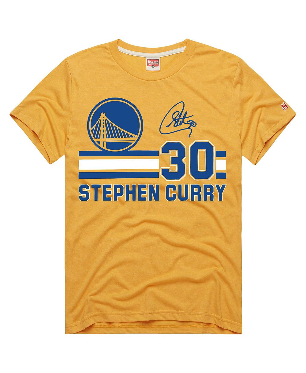 Мужская и женская футболка Homage Stephen Curry Gold Golden State Warriors Jersey Remix Tri-Blend