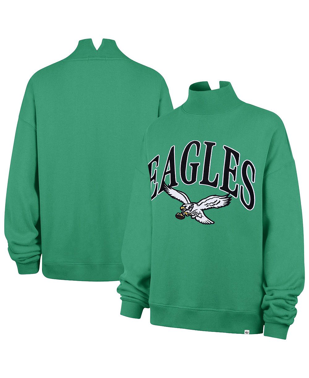 Женская оверсайз толстовка '47 Brand Kelly Green Philadelphia Eagles с воротником Mock Neck