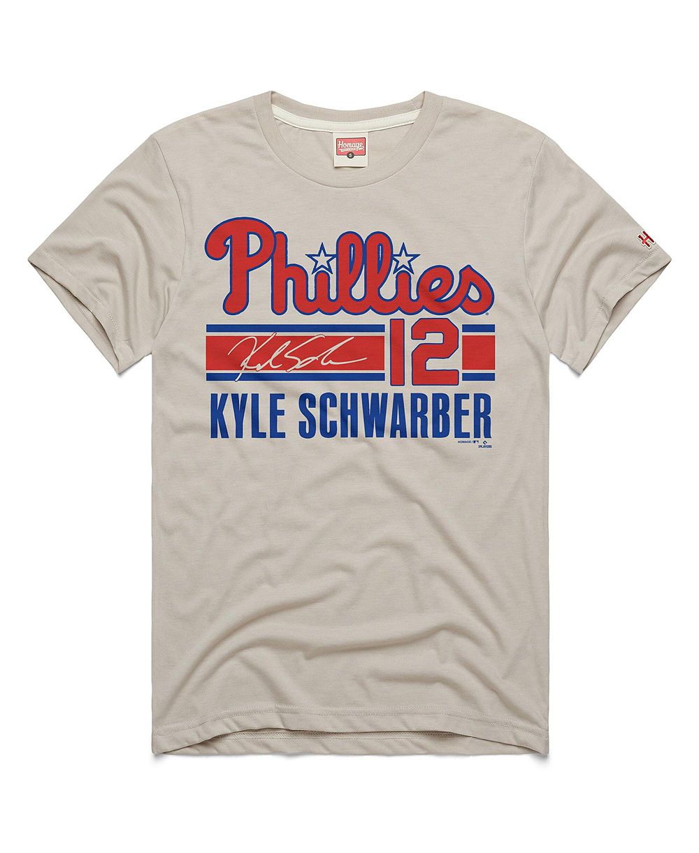 Мужская футболка Homage Kyle Schwarber Stone Philadelphia Phillies Signature Name & Number Tri-Blend